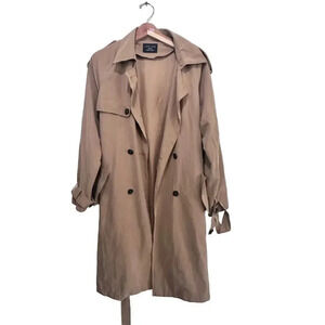 Love Tree Women's Tan Long Sleeve Double Breasted Trench Coat Size Medium